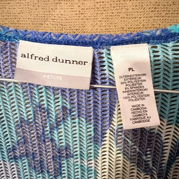 Alfred Dunner Blue & Teal Floral Open Cardigan - Picture 2 of 7